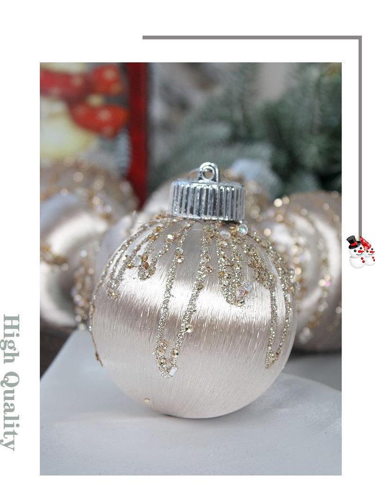 Hand-Painted Christmas Ball Ornament Set – Decorative Thread Balls for Holiday Decor