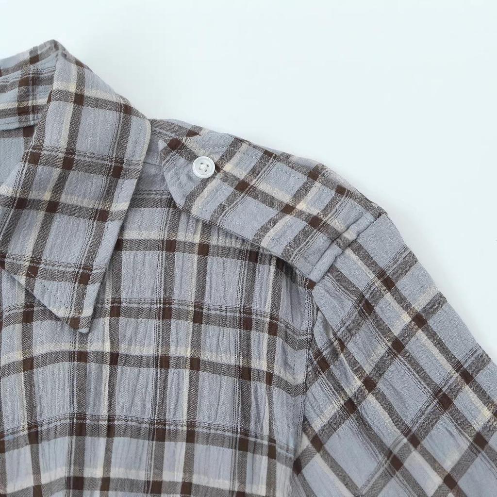 European & American Style Spring Plaid Shirt Dress for Women - Long Sleeve