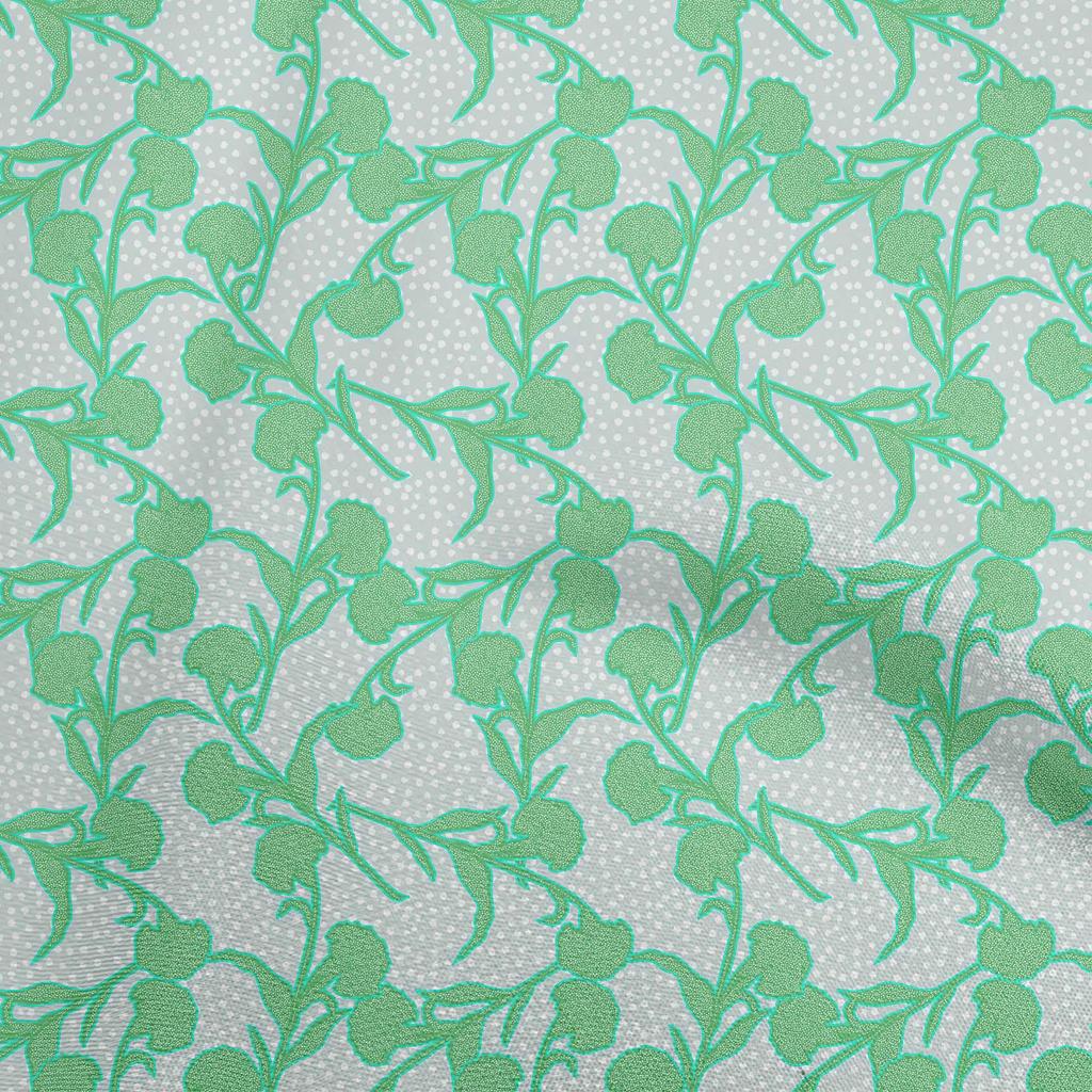 oneOone Cotton Flex Light Gray Fabric Floral Botanical Diy Clothing Quilting Fabric Print Fabric By Yard 40 Inch