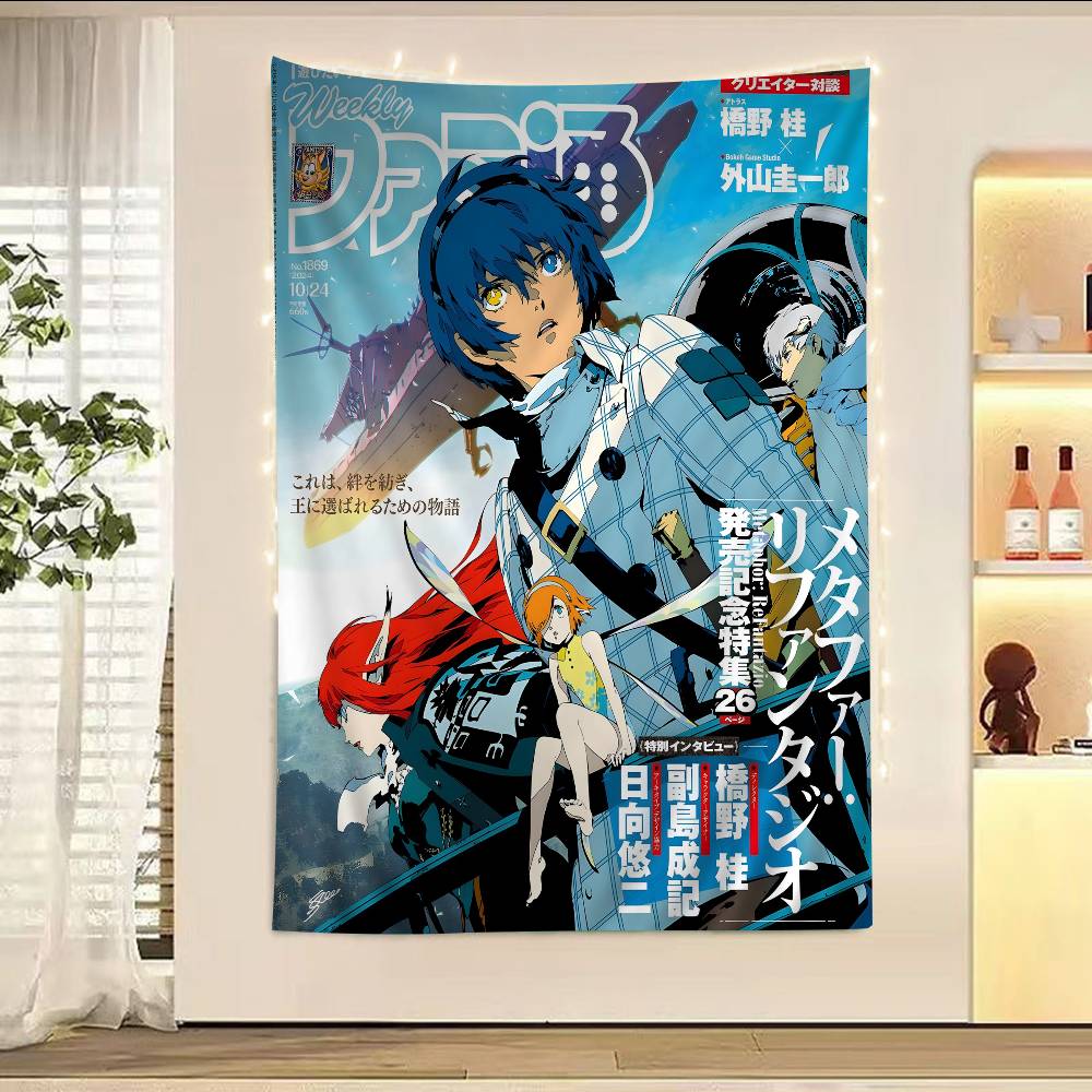 

Anime Game Metaphor Refantazio Tapestry Art Printing Japanese Wall Tapestry Anime Wall Hanging Home Decor 74x94cm(29x37in)