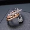 Stainless Steel Three Layer Zircon Ring Hip Hop Style Jewelry Gift for Men Women Party New Year Fashion
