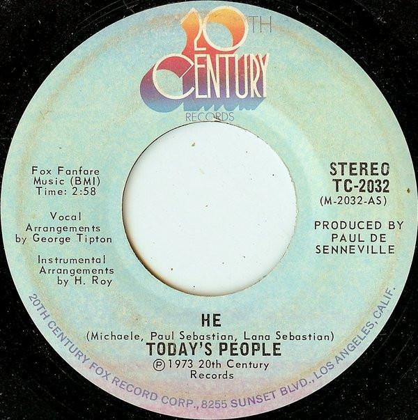 

7inch Record TODAY S PEOPLE - He TC2032 20th Century Re 1973 US Blues Used