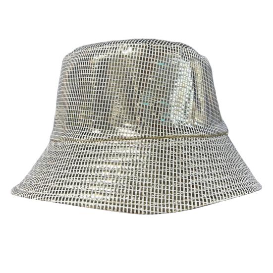 Shiny Fabric Bucket Hat, Rainproof Reflective Party Hat, Colorful Fish Scale Pattern Hat, Sun Protection Fisherman Hat for Festivals And Travel