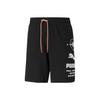 Cintura Elástica Cordão Estampa de Logotipo Perna Reta Casual Retrô Shorts Masculinos Parte Inferior Preto 536943-01