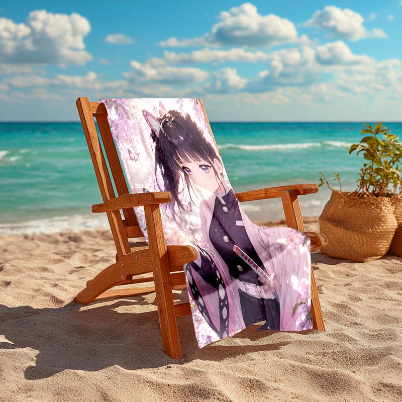1pc Tsuyuri Kanawo Beach Towel, Comfortable and Thick, and Swimming/Bath/Picnic/Camping Towel, Suitable for Seaside Beaches