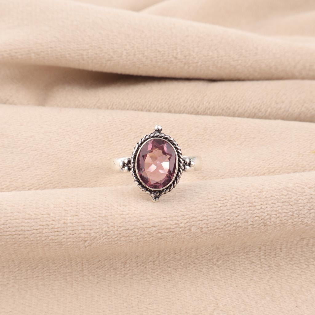 Rhodolite Gemstone 925 Sterling Silver Jewelry Handmade Bezel Set Women's Ring RR-9-47