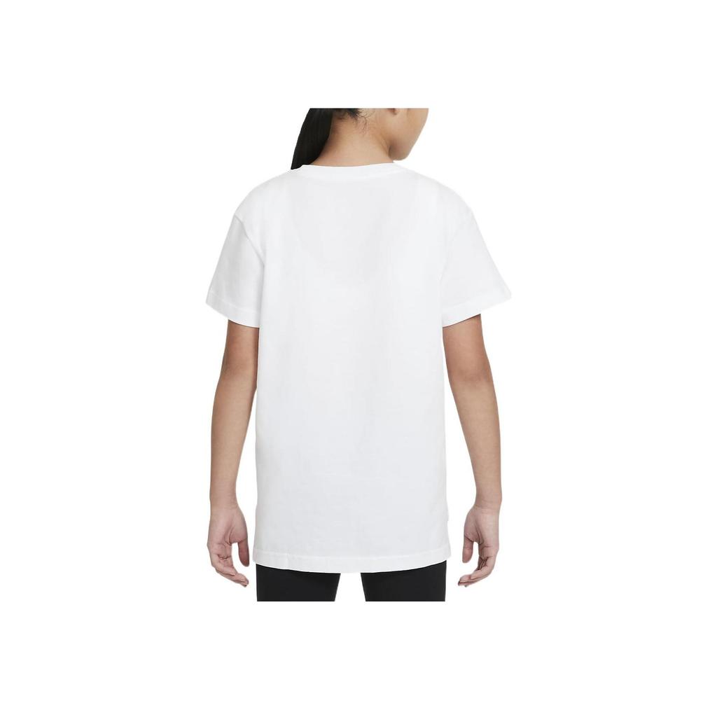 Nike Kids Round Neck Logo Print Short Sleeve T-Shirt Kids Tops White AR5088-112