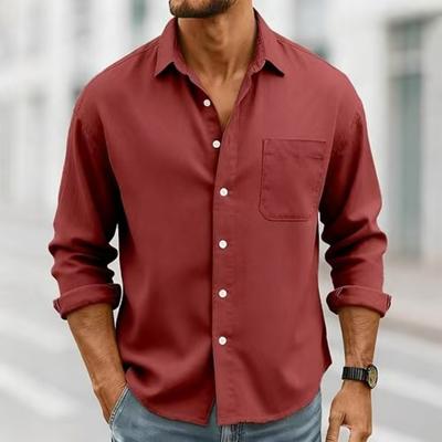 Fashionable Comfortable Breathable Solid Color Business Light Luxury Shirt Long Sleeved Casual Lapel Men's Shirt