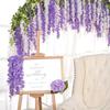 Single Branch Wisteria Wreath 1 Strip/15 Flowers Vine Plants Strips  For Wedding Arches