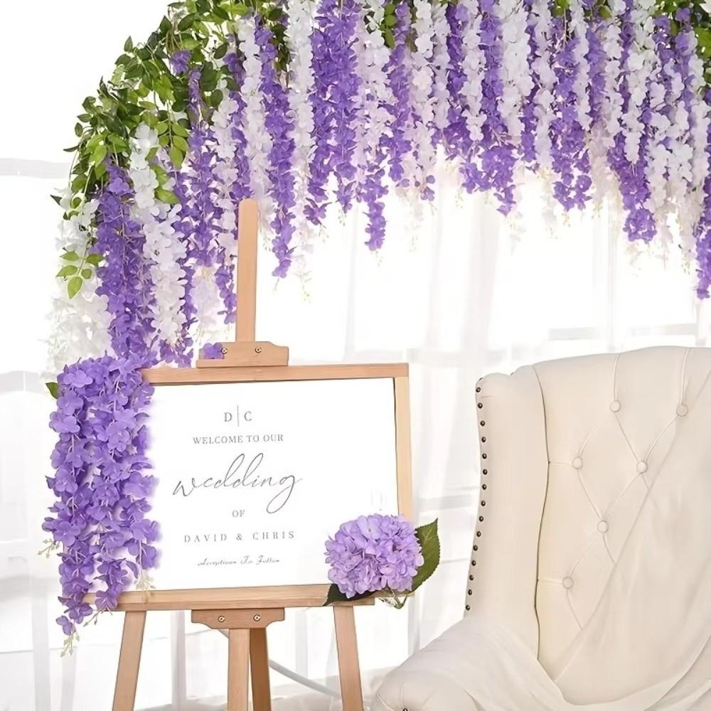 Single Branch Wisteria Wreath 1 Strip/15 Flowers Vine Plants Strips For Wedding Arches