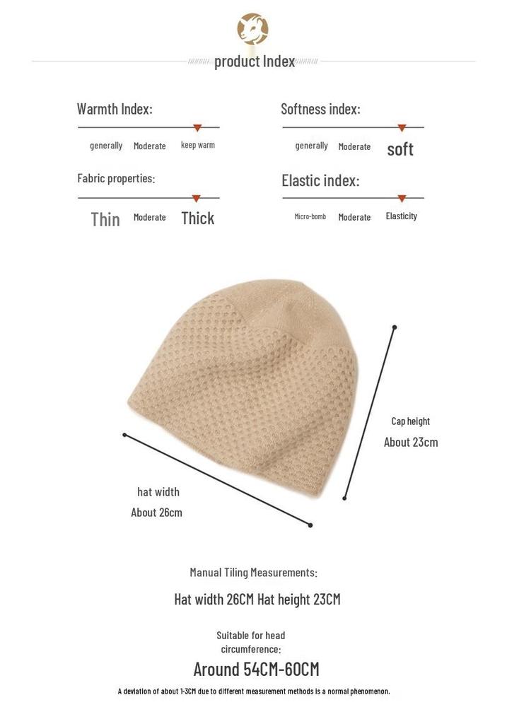 Kangsai Ni Women's 100% Pure Cashmere Knitted Hat - Fashionable & Warm for Autumn/Winter