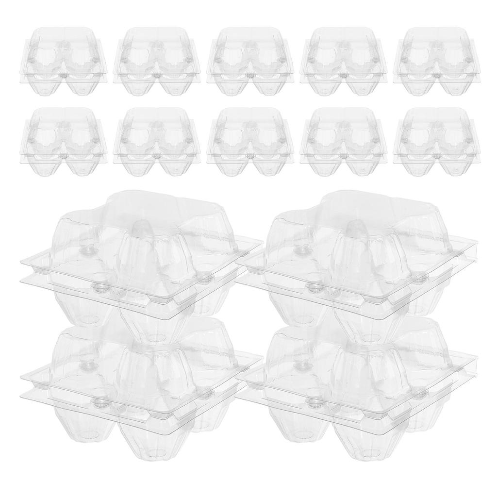 50Pcs 4 Grid Egg Carrier Transparent Space Saving Egg Container for Refrigerator Freezer Cabinet Organizer Storage Box