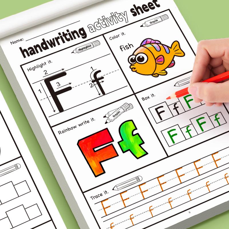 2 Books/set of 26-letter and Number Practice Books, Each with 32 Pages, Number Copybook, Letter Tracing Book