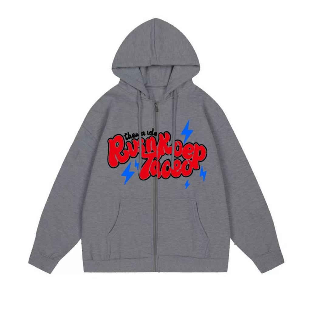 Men's And Women's Casual Solid-color Zipper Hoodie, Men's Trendy Letter-printed Hoodie Jacket