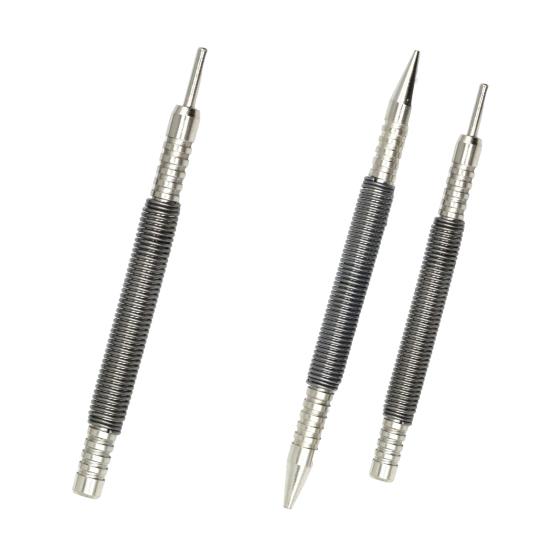 Dual Head Spring Nail Set Hinge Pin Punch Tool 3500 PSI Impact Hammerless Design Durable Steel Construction Wood/Metal/Glass Marking Removal