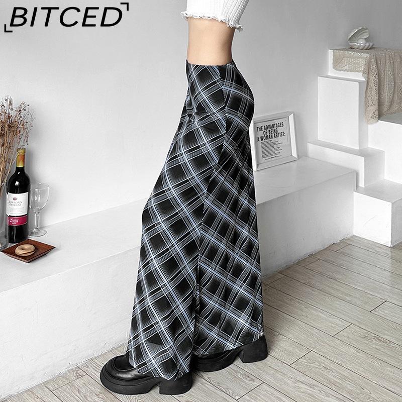 BITCED Summer Women's Solid-Color Slim-Fit Pencil Skirt Street Style High-Waisted Plaid Skirt