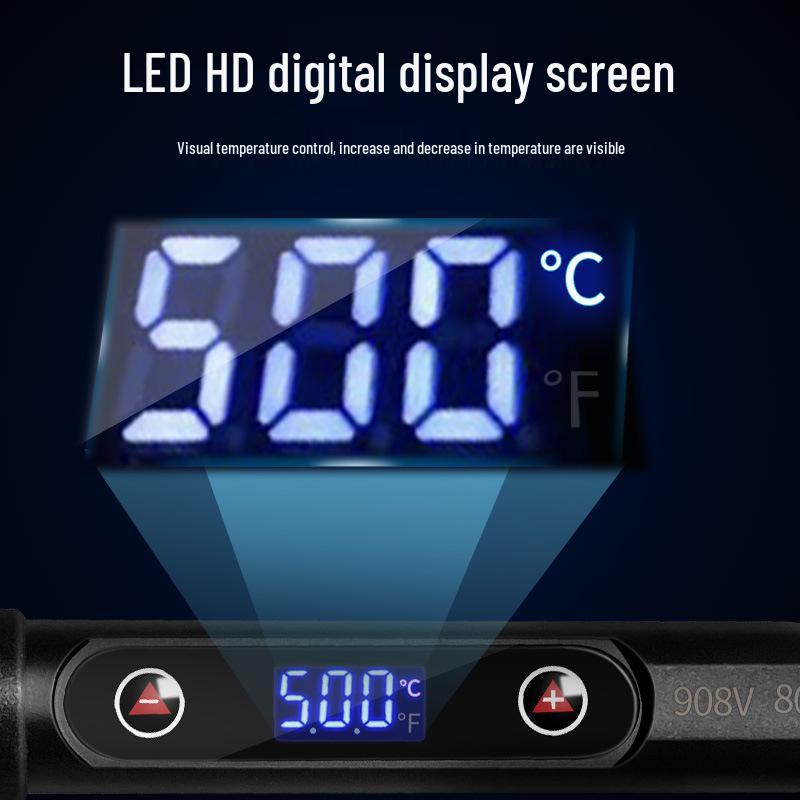 80W Smart LED Electric Soldering Iron Set with Temperature Adjustment and Ceramic Core Desoldering Function.