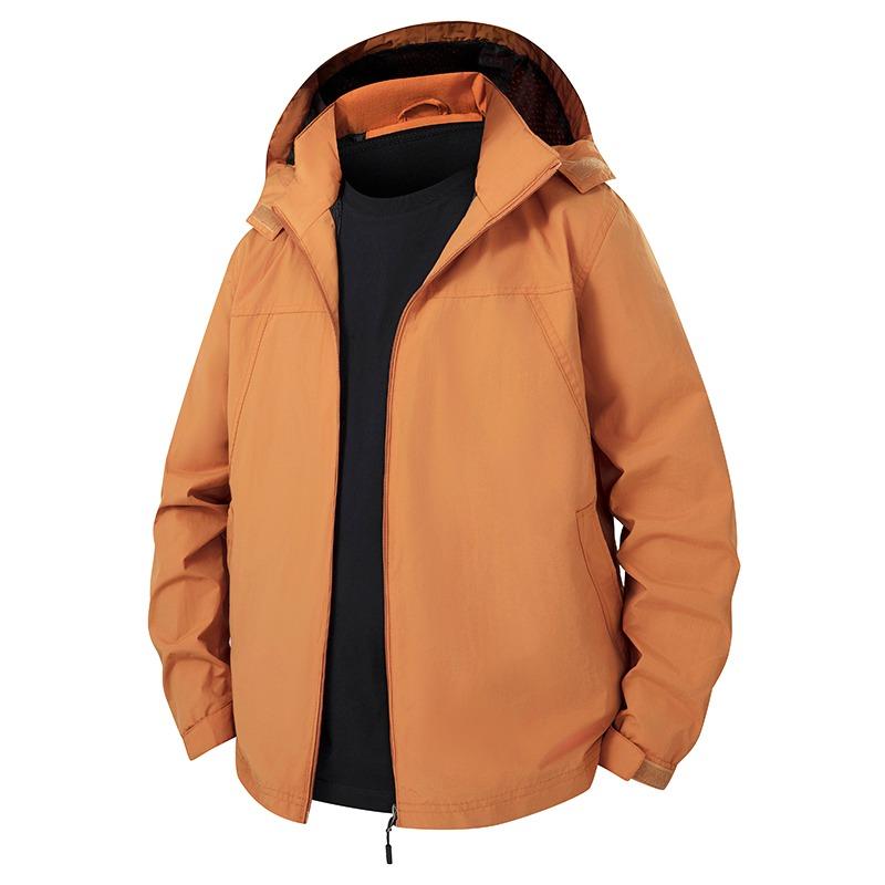 

Мужской однотонный осенне-зимний кардиган с капюшоном и карманами на молнии, модный повседневный свободный топ M оранжевый