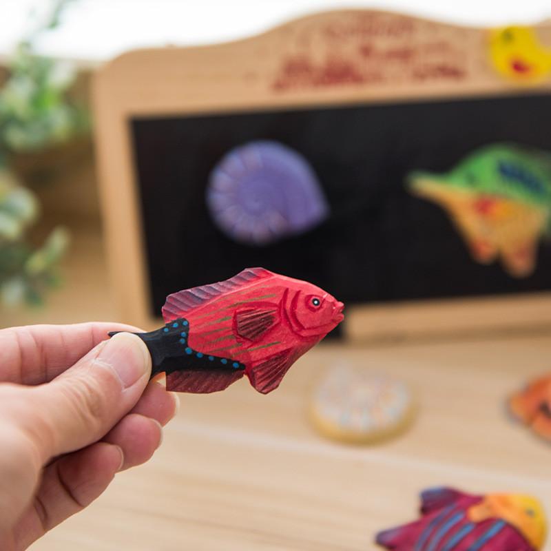 Holztiermagnet-Set mit rundem Design für Heimdekoration und als Geschenk
