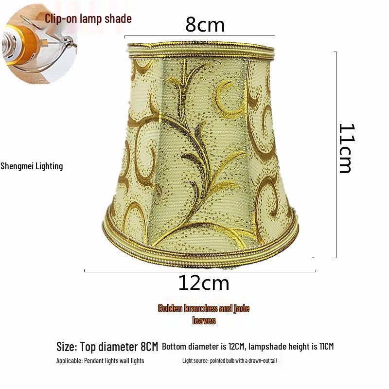 European Crystal Chandelier Fabric Lampshade, Clip-On, E27 Large Base, E14 Candle Bulb, Wall Light Shell Shade
