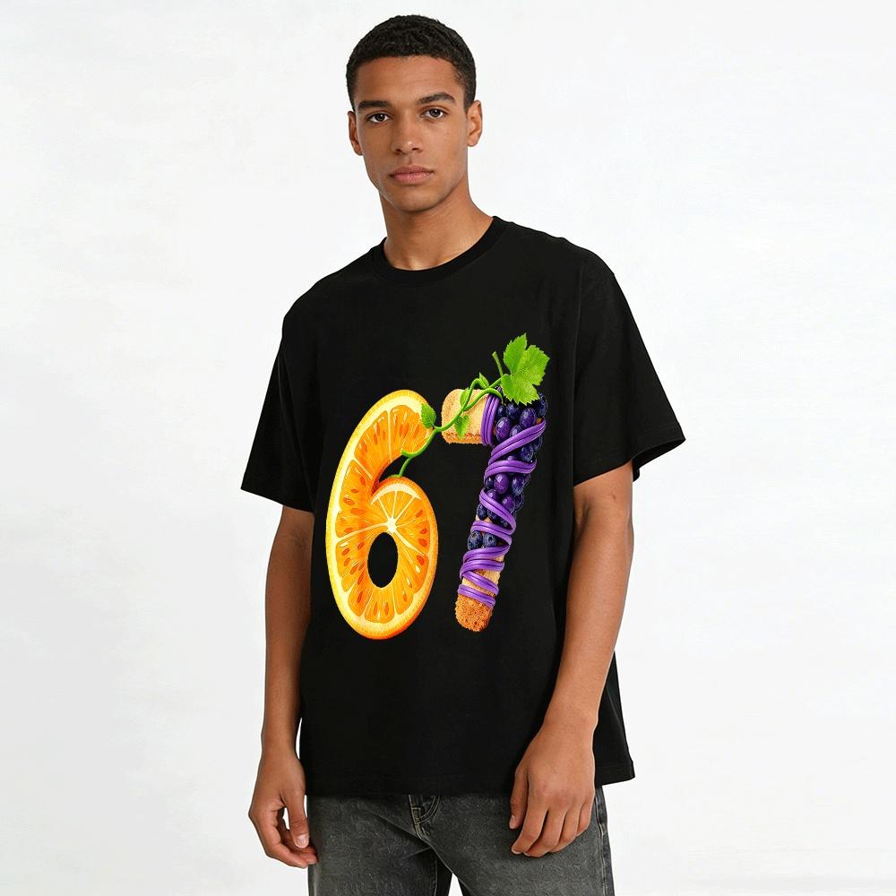 Fruit Number 67 Print Casual Top For Daily Wear Pure Cotton T-shirt