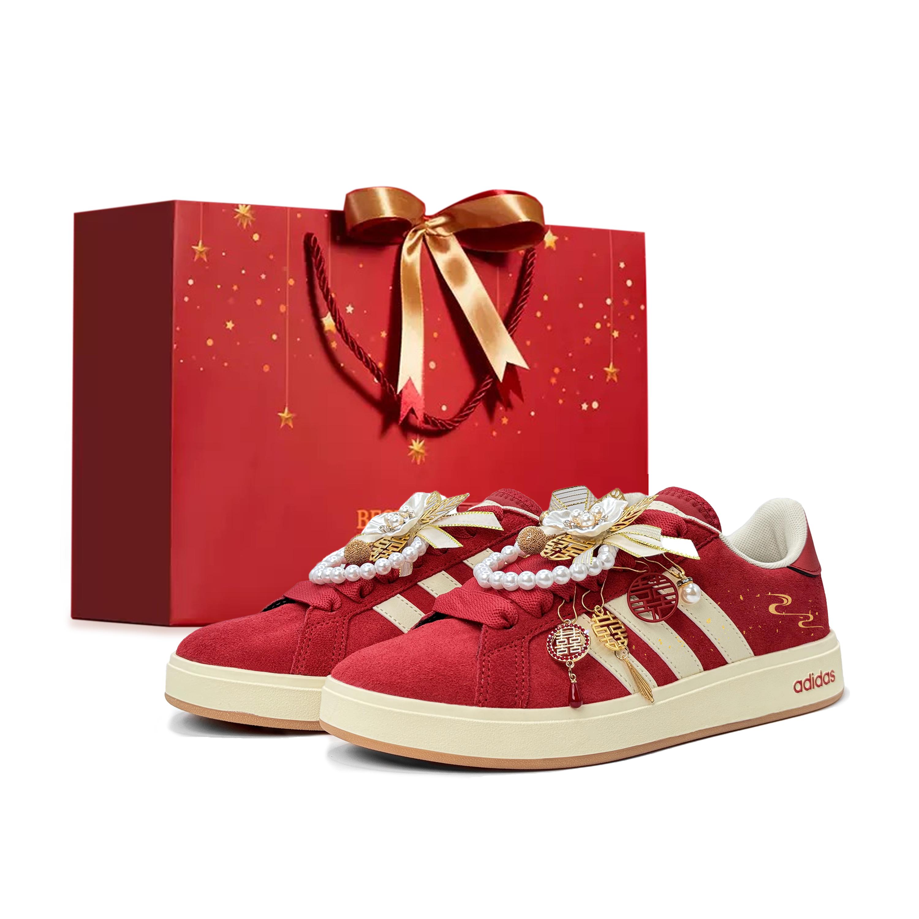 

Adidas Grand Court Base 00s Happiness Wave Cloud Pattern Skateboard Shoes Unisex Red KH6991(Team1004-) 37⅓