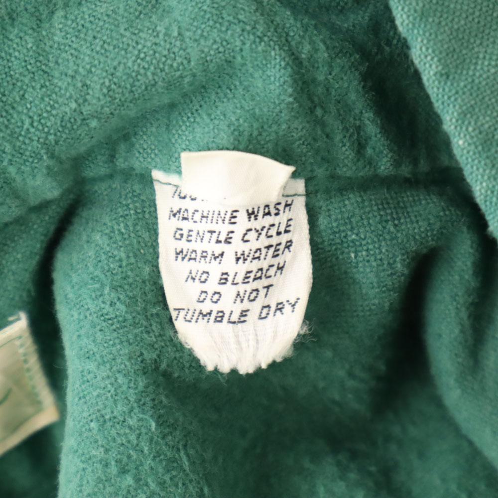 L.L.BEAN 70s Vintage Cursive Tag Chamois Long Sleeve Work Shirt 16 Green Women Used