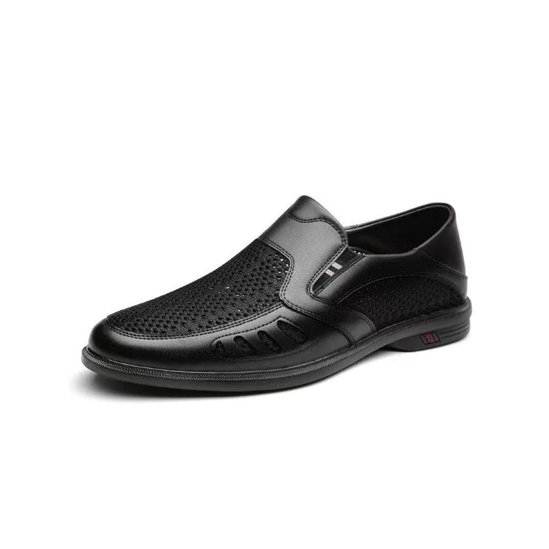 Fashion Summer Fashion Hollow Male Loafers Designer New Slip-on Business Men's Shoes Casual Mesh Leather Man Shoe
