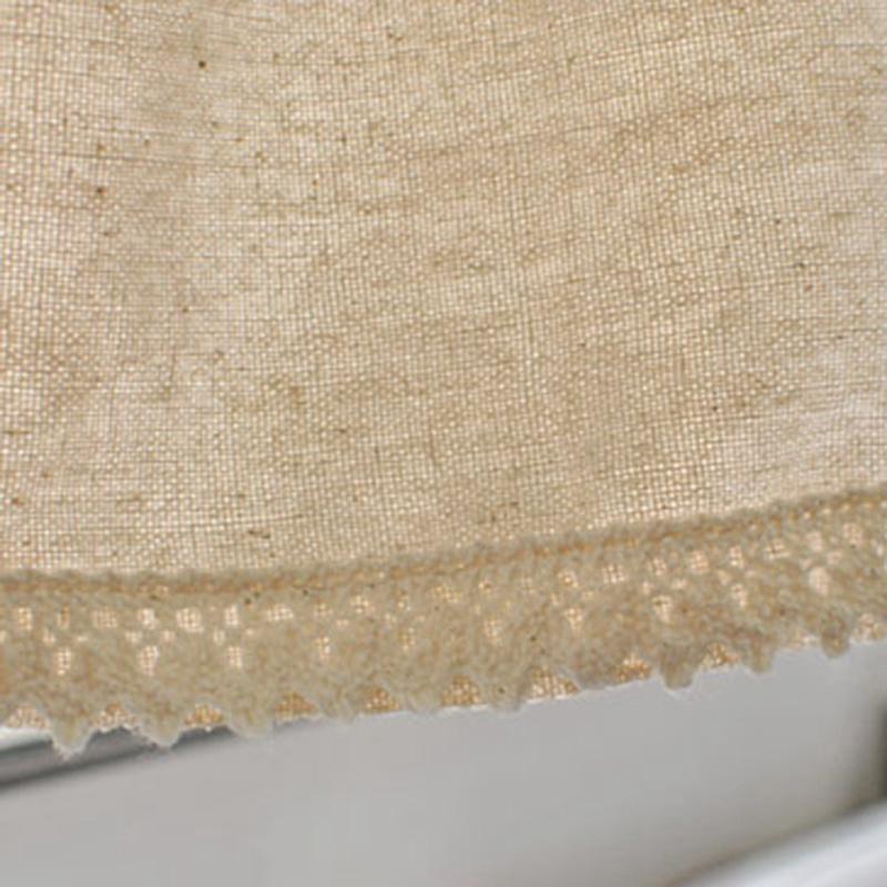 Bavlněný lněný krátký závěs, rustikální zatemňovací poloviční závěs do kuchyňské linky, háčkovaná krajková záclona, ​​úprava oken v ložnici