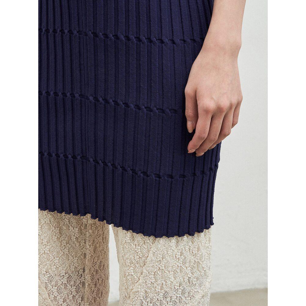 Anggae Crafted Rib Halter Dress Navy