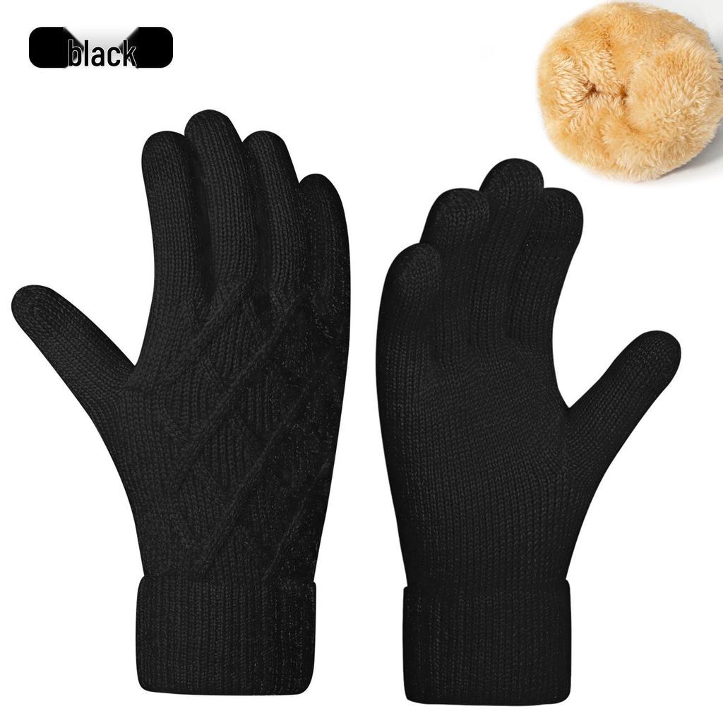Warm Knit Touchscreen Gloves for Women - Windproof, Double-Layer Winter Cycling & Office Cold Protection