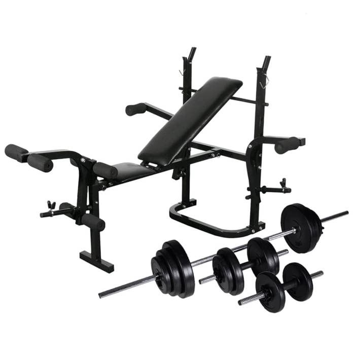 Banc d'entraînement - vidaXL - 30,5kg - Pliable - Dossier réglable - Haltères inclus