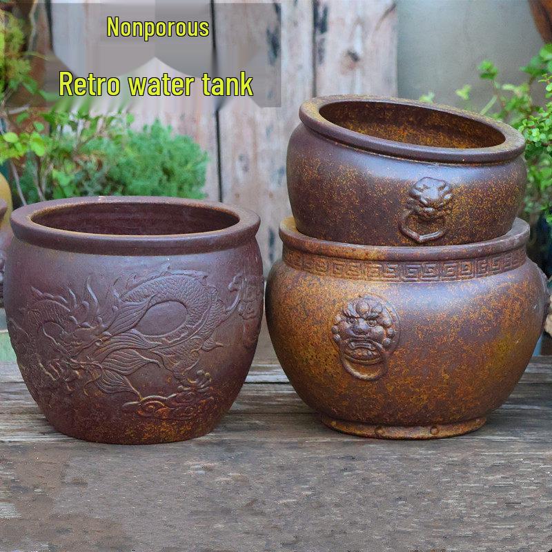 Large Retro Handmade Ceramic Flower Vase - No Hole, Indoor Use, Tall Cylindrical Pot for Flower Arrangements
