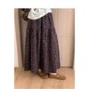 2025 Autumn High-Waist Floral Midi Skirt: Elegant Brown Knee-Length Spliced Umbrella Design for Women
