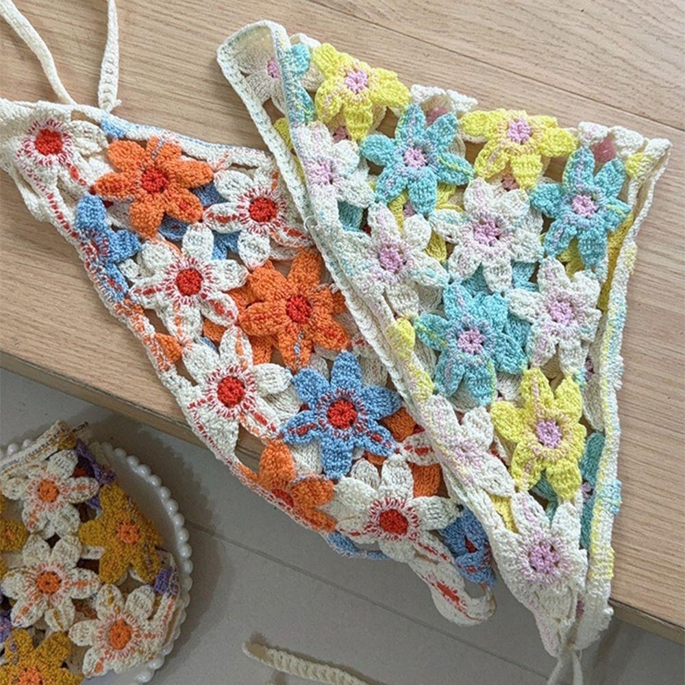 Turban Gestricktes Stirnband Floral Häkelbandana Süßer Damen Haarschal Mädchen