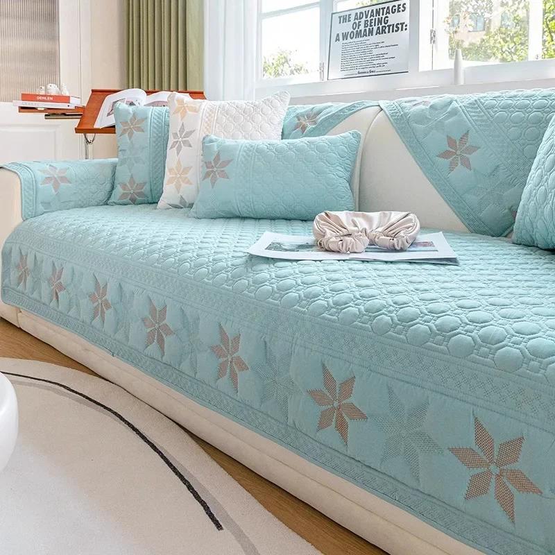 Soft Wash Cotton Sofa Cover Luxury Style Sofas Cushion for Living Room Four Seasons Universal Combination Embroidery Couch Towel
