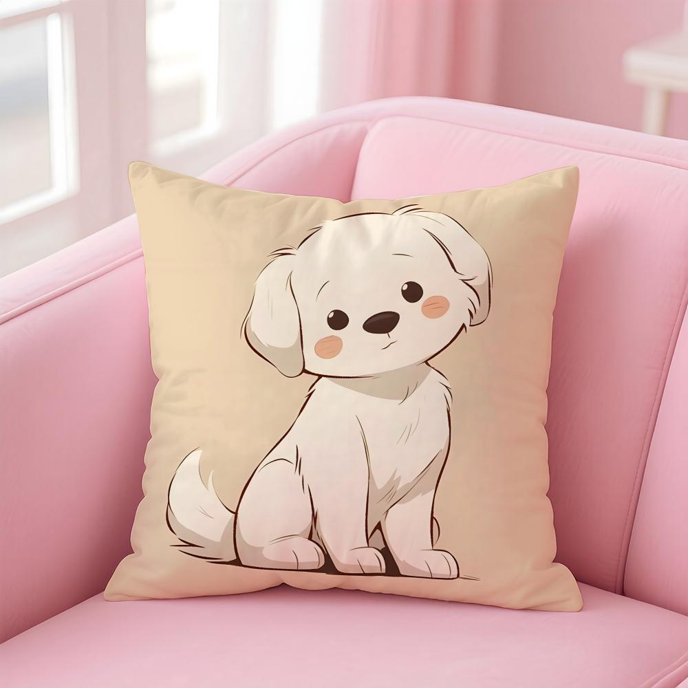 Fluffy Cute Art Adorable Puppy Cushion Cover Pillow Case Soft Skin Friendly Fabric Concealed Zipper
