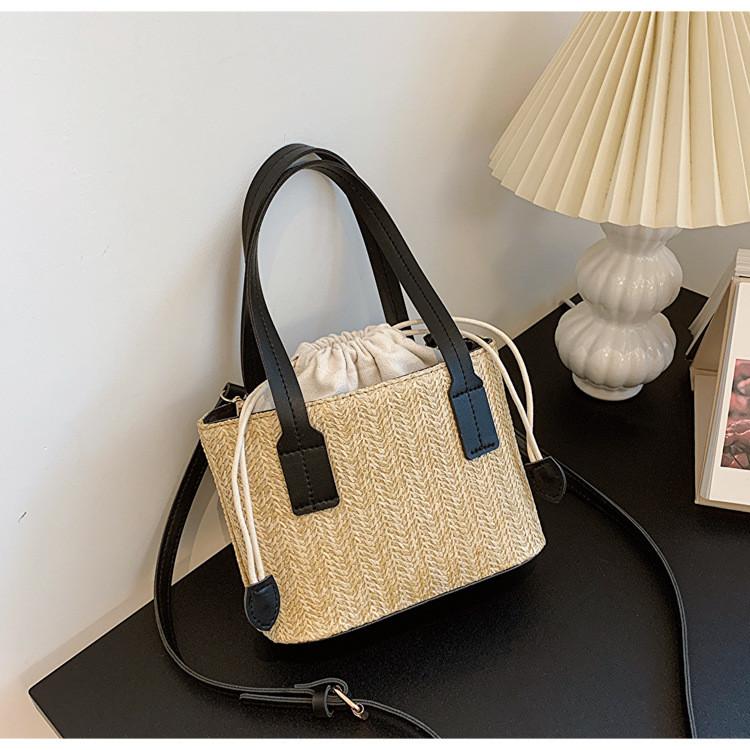 Summer Korean Woven Handbag With Pu Material For Casual Vacation Women