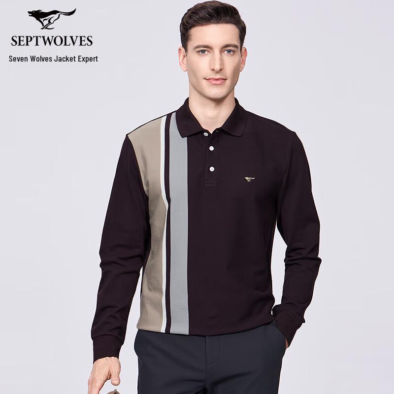 Septwolves Men s 100% Cotton Long-Sleeve Striped Polo Shirt 3XL