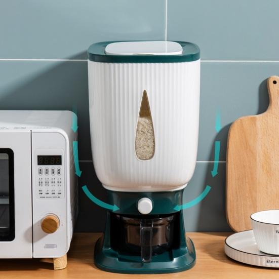 Distributeur de Riz Boîte de Rangement pour Riz Étanche à l'Humidité Capacité 10 kg Récipient Scellé pour Riz Ménager avec Tasse à Mesure pour Étagère de Cuisine Garde-manger