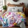 Colorful Teddy Bear With Flower Print Decorative Throw Blanket For Sofa, Bed, Home Decor, Camping, And Travel Gift