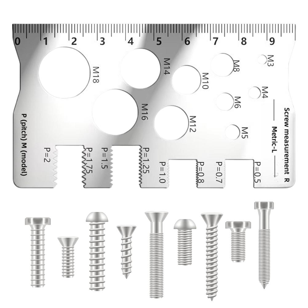 2pcs Screw Thread Pitch Gauge Ruler Anti-Slip Industry Standard Pitch Gauge Stainless Steel Measuring Ruler for Bolt Nut Metric