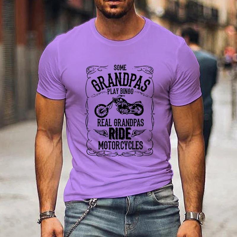 Grandpas Ride Motorcycles Print Men's T-shirts Father's Day Gift Short Sleeve Tops Tees Summer Harajuku Fashion O-Neck Tshirt