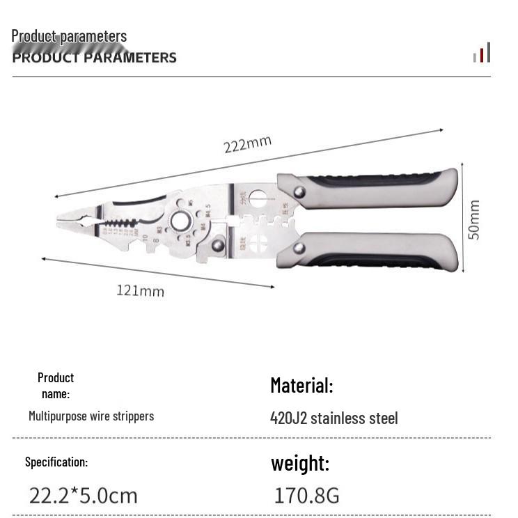 Jingcheng 21-in-1 Multifunctional Wire Strippers & Cable Crimping Pliers for Electricians