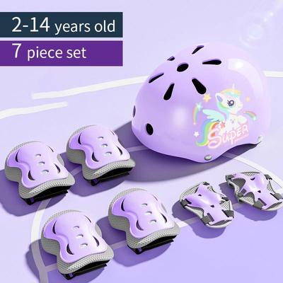 Kinderschutzausrüstung Helm Ellbogen- und Knieschützer für Mädchen im Alter von 3 4 5 6 7 8 9 10 11 12 Jahren. Geeignet zum Rollschuhlaufen und Skifahren.