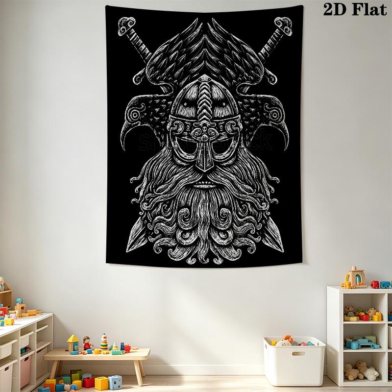 Odin Viking Warrior Pattern Home Decor Tapestry, Wall Hanging, Decorative RV Wall Cloth.ZGT0914129