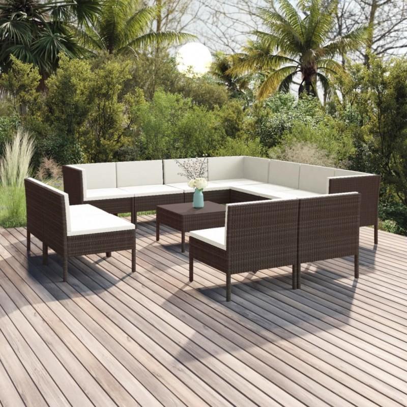 Day and Night - Day and Night Garden Furniture Set 12 Pieces and Brown Synthetic Rattan Cushions