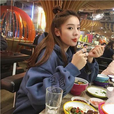 2026 Autumn/Winter Women's Long Sleeve Korean Style Loose-Fit Velvet Hooded Sweatshirt - Trendy and Warm Jacket