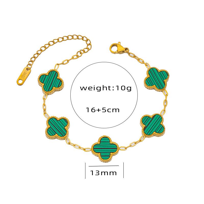 13MM Fashion Four Leaf Clover 18k Double Sided Mother of Pearl Lucky Clover Bracelet Women's Bracelet