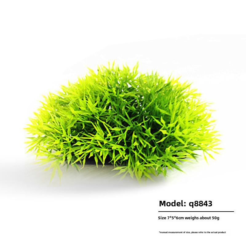 Aquarium Simulation Plant, Plastic Short Pine Needle with Base - Small Reptile Grass for Fish Tank Landscaping.